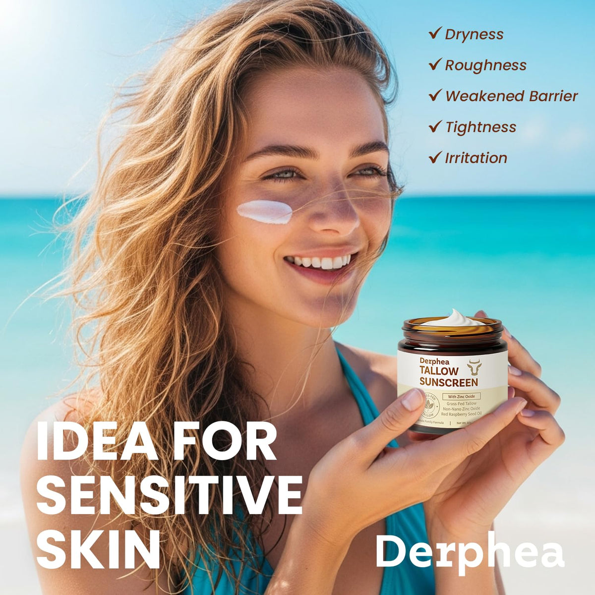 DERPHEA 22% non-nano zinc oxide on skin provides mineral coverage.