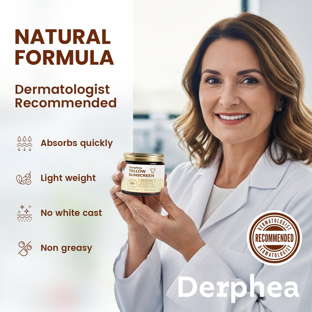 DERPHEA fragrance-free formula supports irritated or sensitive skin.
