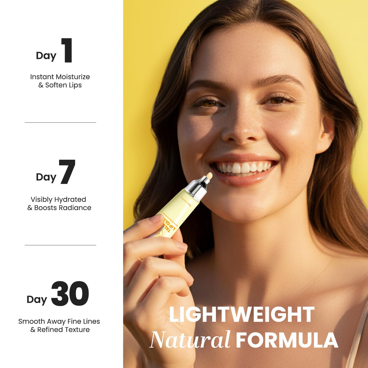 DERPHEA light gloss texture on lips without a sticky feel