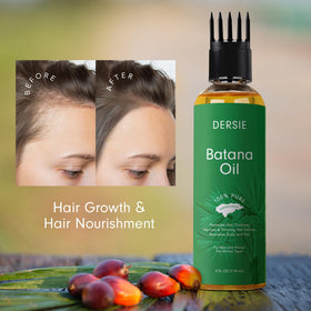 Dersie Batana Oil from Honduras emphasizes authentic origin and purity for hair care.