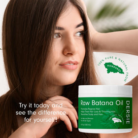 Dersie Batana Oil jar closeup emphasizes premium texture and natural richness.