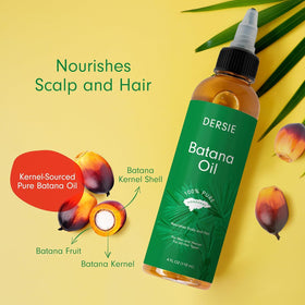 Dersie Batana Oil Liquid Bottle highlighting smooth formula for daily leave-in