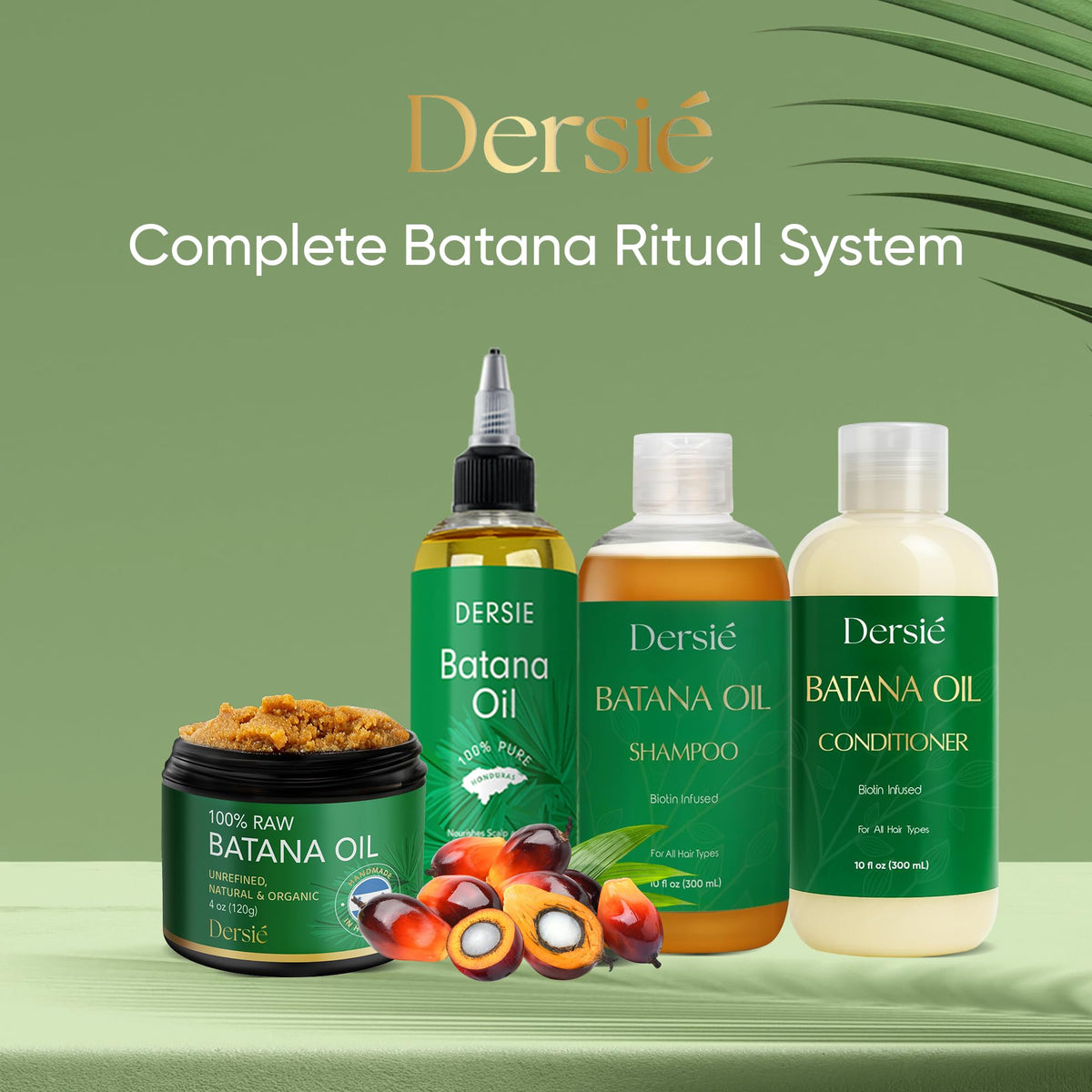Dersie Batana Oil bottle and paste together illustrating hair nourishment ritual