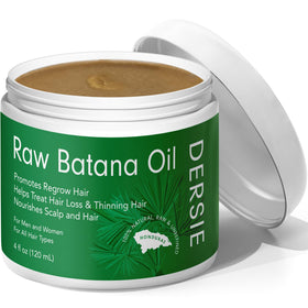 Dersie Batana Oil bottle highlights pure, nourishing treatment for hair.