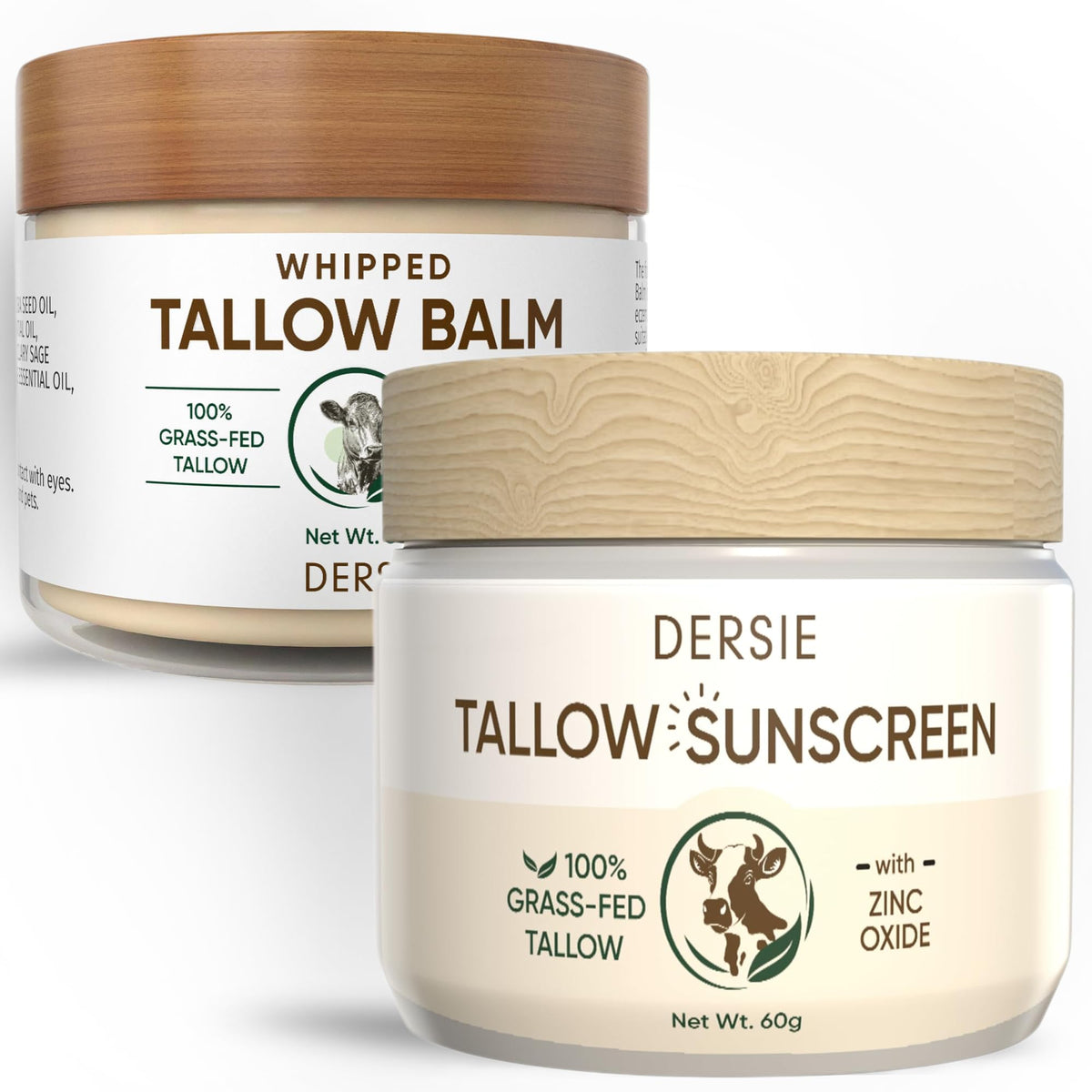 Dersie Tallow Sunscreen bottle front view offering mineral protection for daily use.