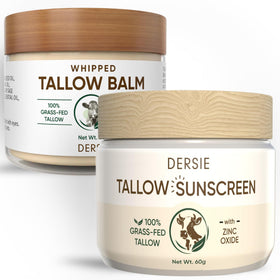 Dersie Tallow Sunscreen bottle front view offering mineral protection for daily use.