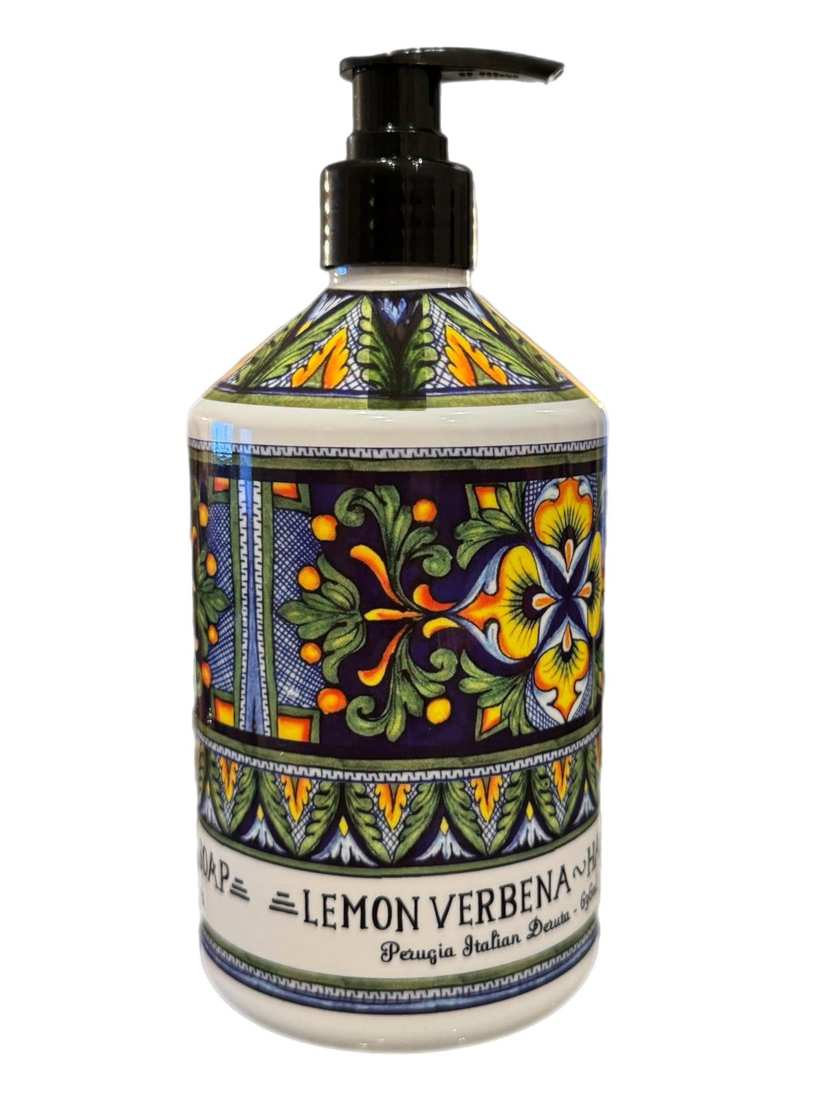 Deruta Perugia Lemon Verbena hand soap bottle with ceramic-inspired design for refreshing daily cleansing