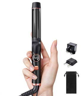 Desalo 1-Inch Mini Travel Curling Iron creates tight curls on short hair with shine