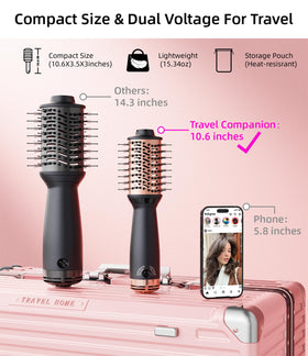 Desalo two-speed, two-temperature settings tailor heat for thick or fine hair.