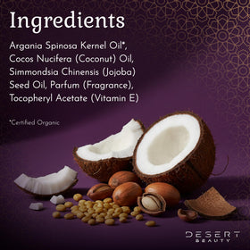 Desert Beauty Argan Oil sits on bathroom shelf for daily routine.