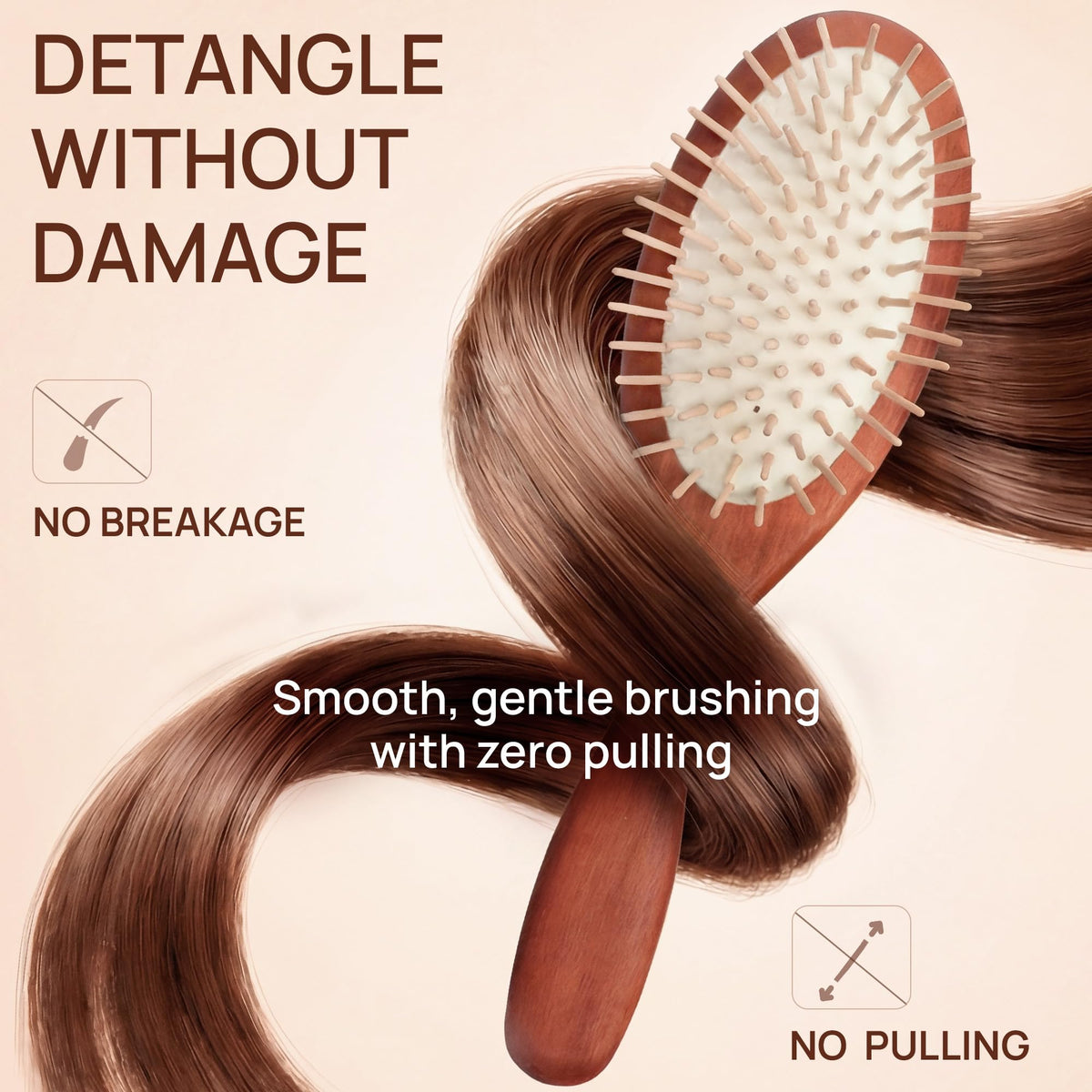 Desert Breeze brush with anti-breakage pins for smooth detangling.
