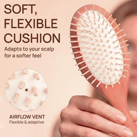 Wooden brush reduces static for calmer, frizz-free hair in dry conditions.