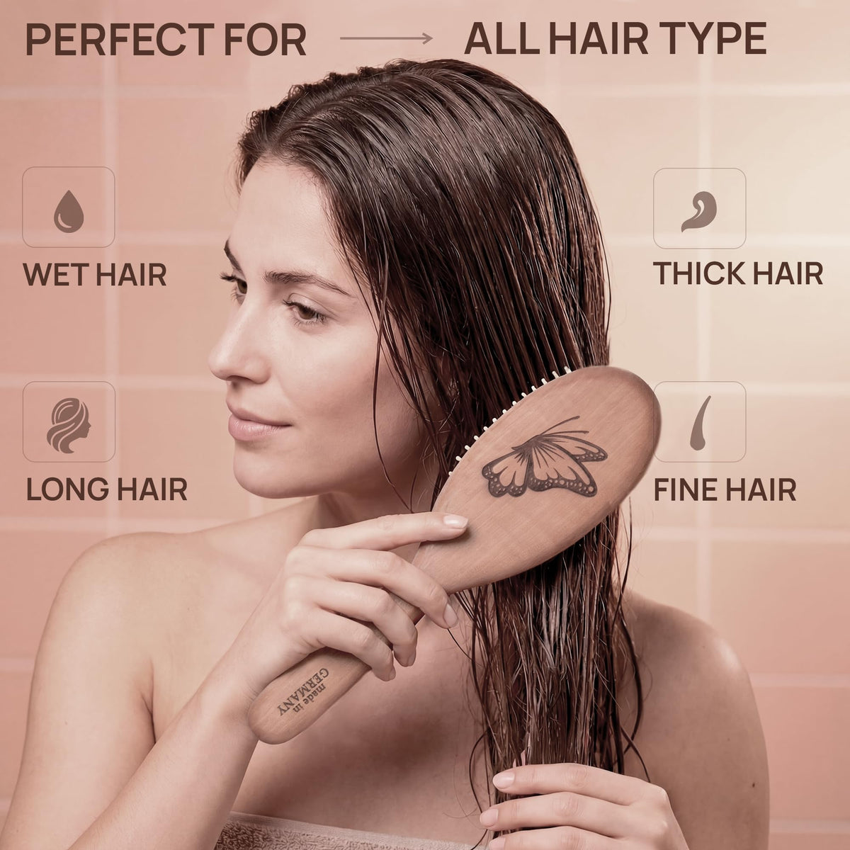 Distributes natural oils along the hair shaft for subtle shine.