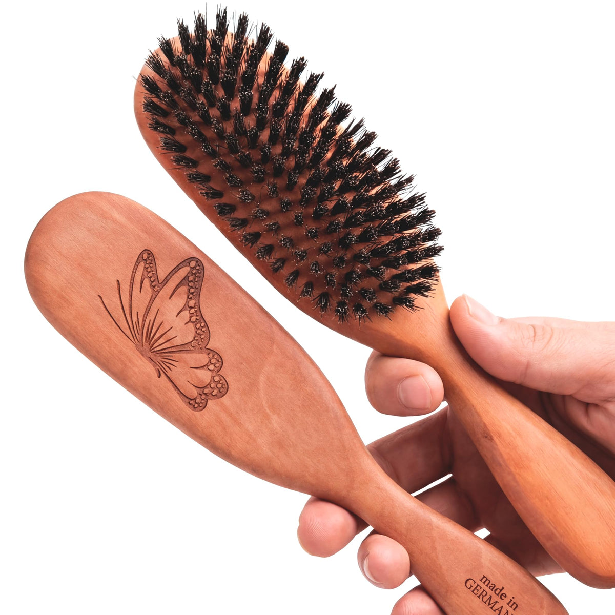 Desert Breeze Tibet brush with wild boar bristles for gentle detangling.