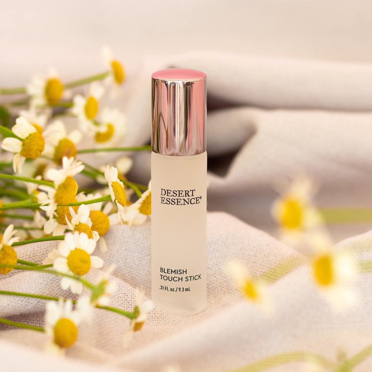 Compact Desert Essence blemish touch stick ideal for travel.