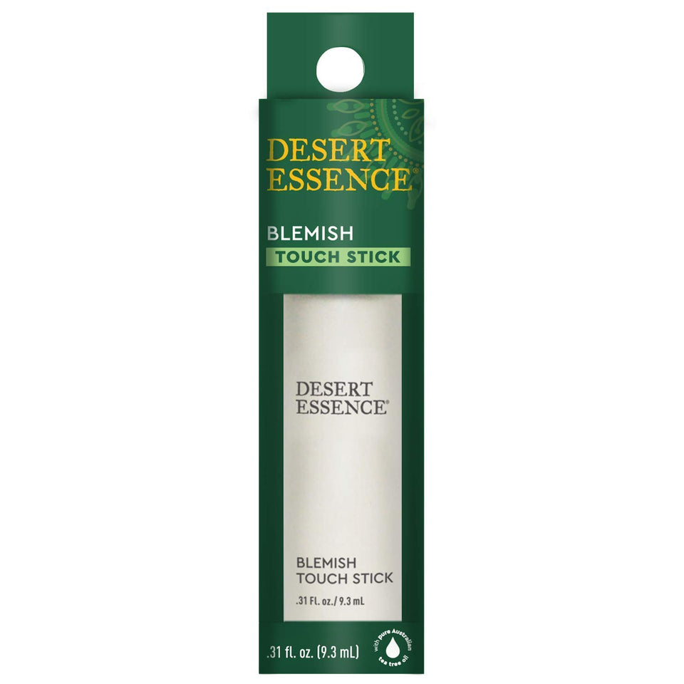 Desert Essence blemish touch stick packaging for on-the-go care.