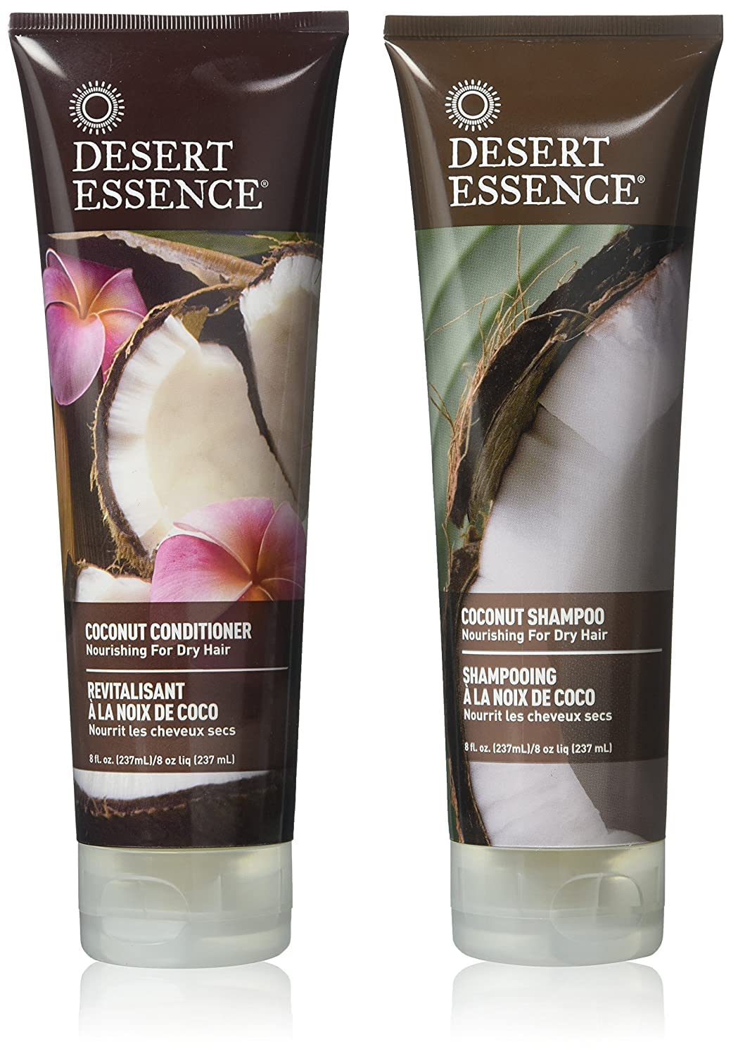 Desert Essence Coconut Shampoo bottle for dry hair delivers deep moisture.