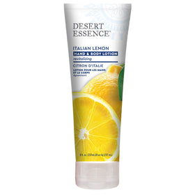 Desert Essence Italian Lemon lotion bottle for refreshing skin hydration.