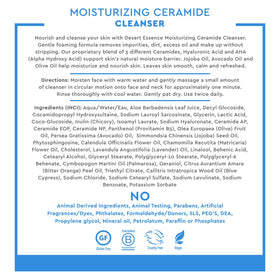Desert Essence Cleanser with jojoba, avocado, and olive oils nourishing skin.