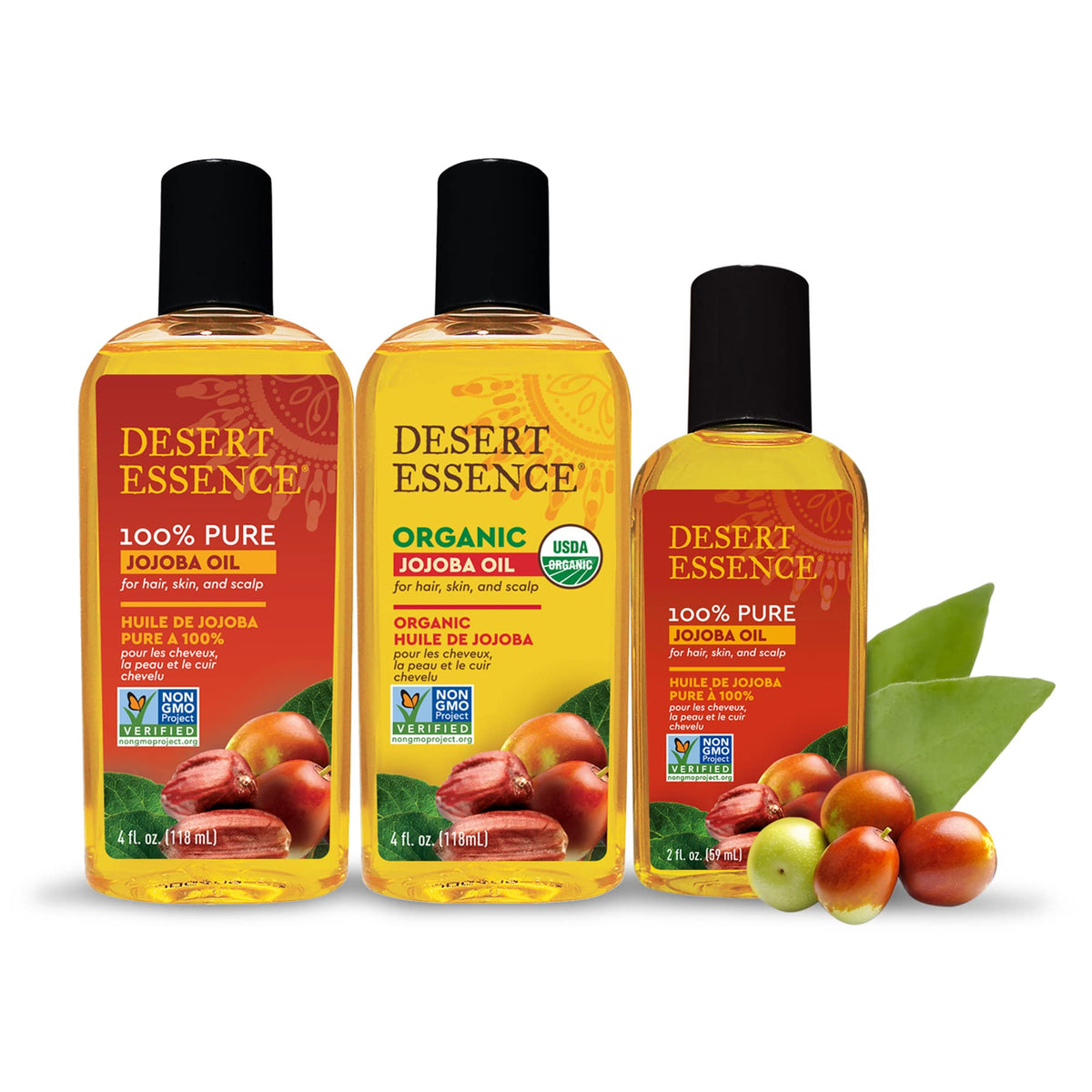 Desert Essence Jojoba Oil bottle on dresser for daily use.