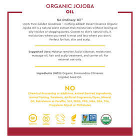 Desert Essence Jojoba Oil used to remove makeup safely.