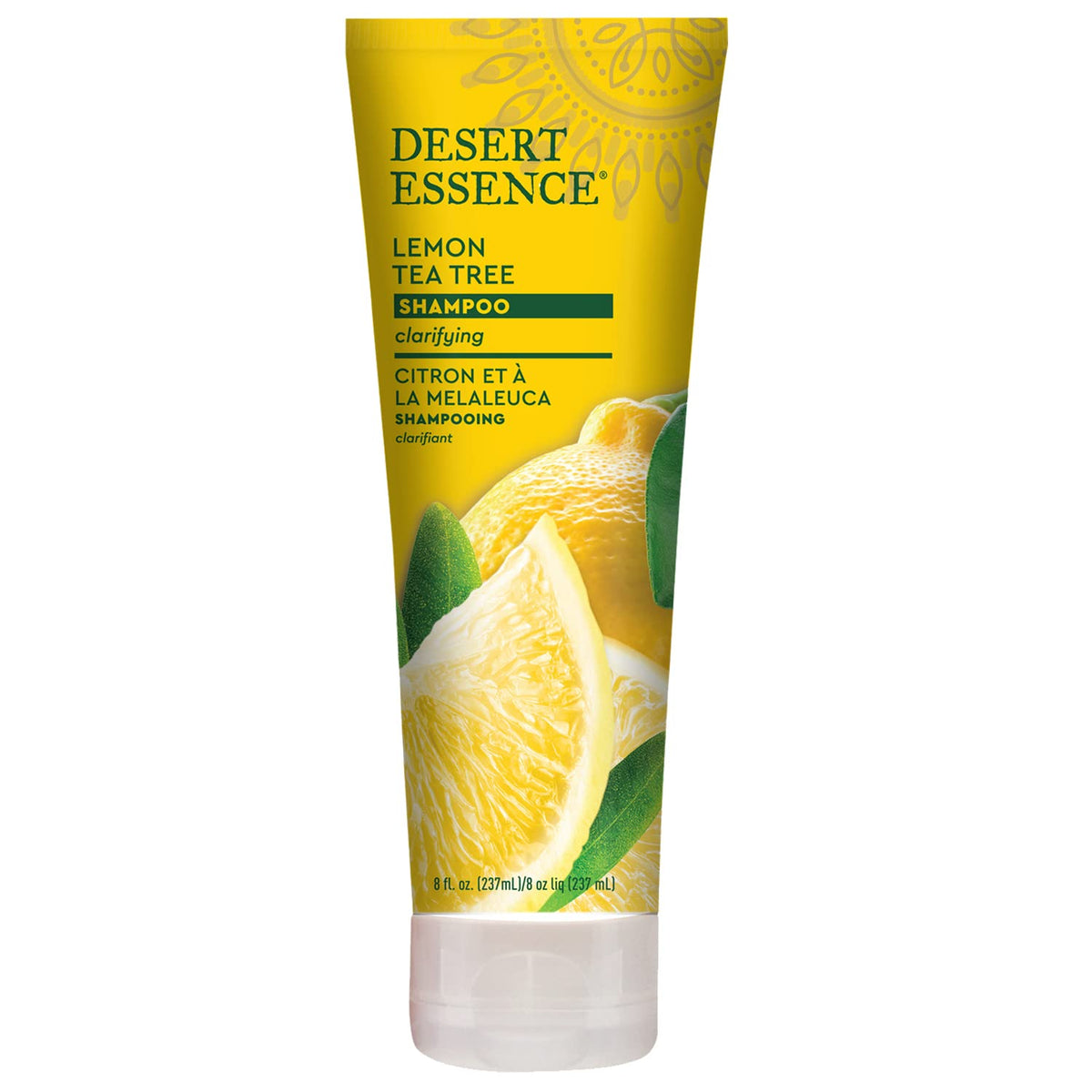 Desert Essence Lemon Shampoo bottle front for a refreshing citrus cleanse.