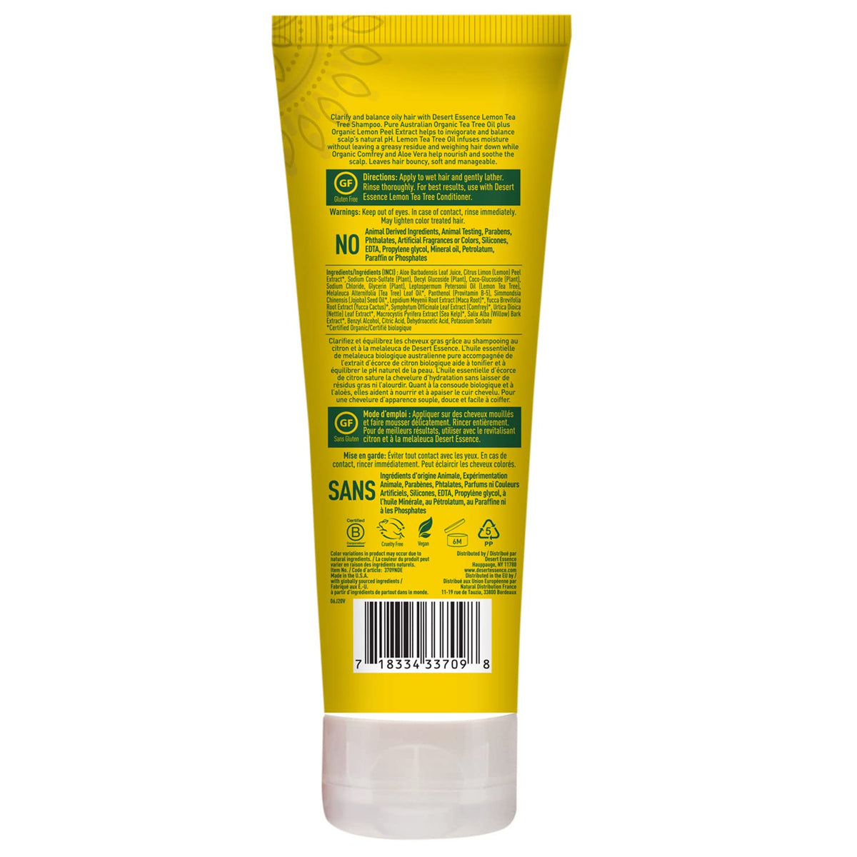 Desert Essence Lemon Shampoo packaging highlights the convenient 2-pack.