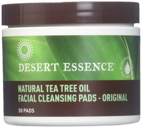 Desert Essence Tea Tree Cleansing Pads 2-pack packaging helps cleanse and refresh skin on the go.