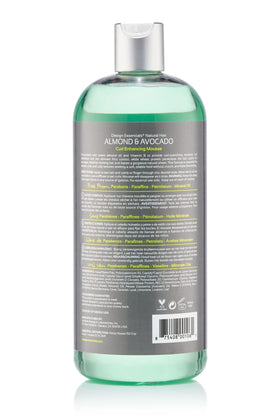 Close-up of Design Essentials Curl Mousse texture with light, non-greasy finish for frizz control.