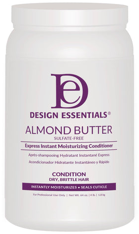 Design Essentials Almond Butter Express Conditioner bottle with pump delivers deep moisture for dry hair.
