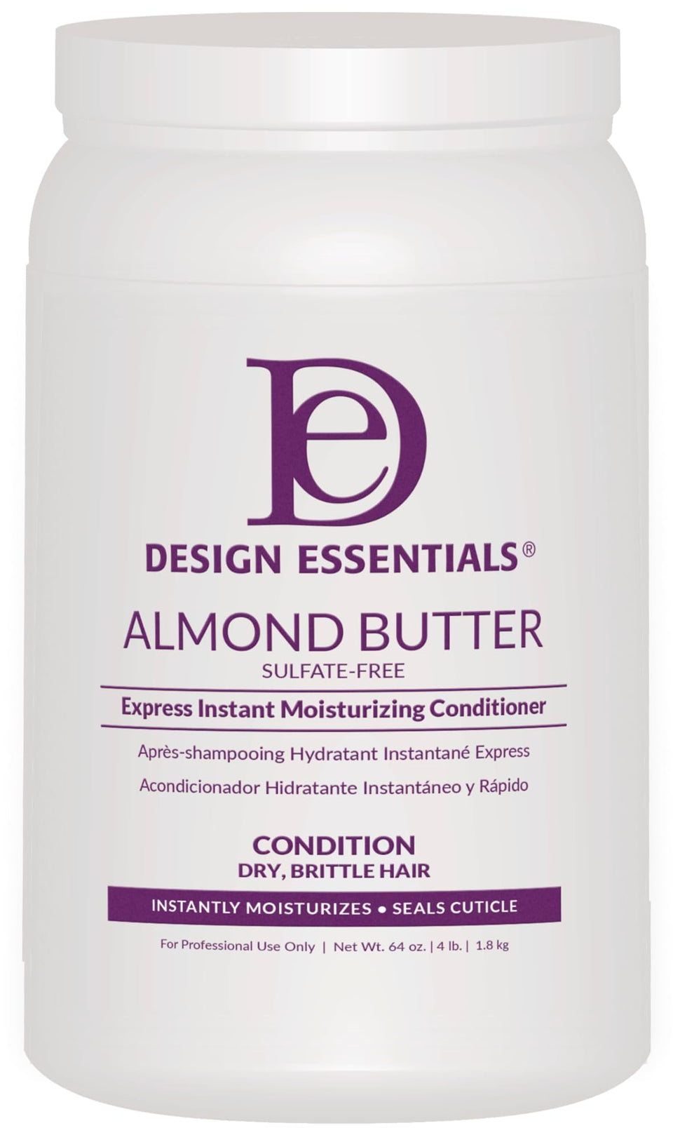 Design Essentials Almond Butter Express Conditioner bottle with pump delivers deep moisture for dry hair.