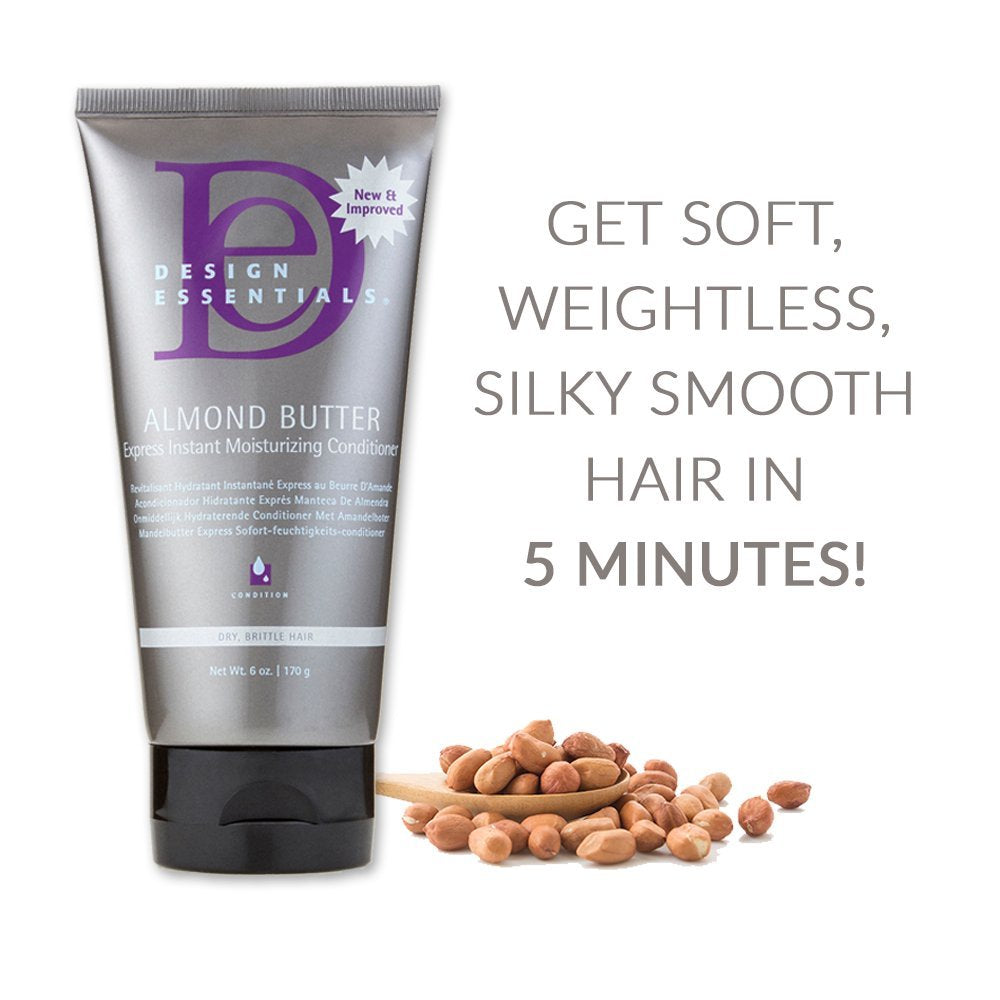 Design Essentials Almond Butter Express application on hair for deep hydration without heaviness.