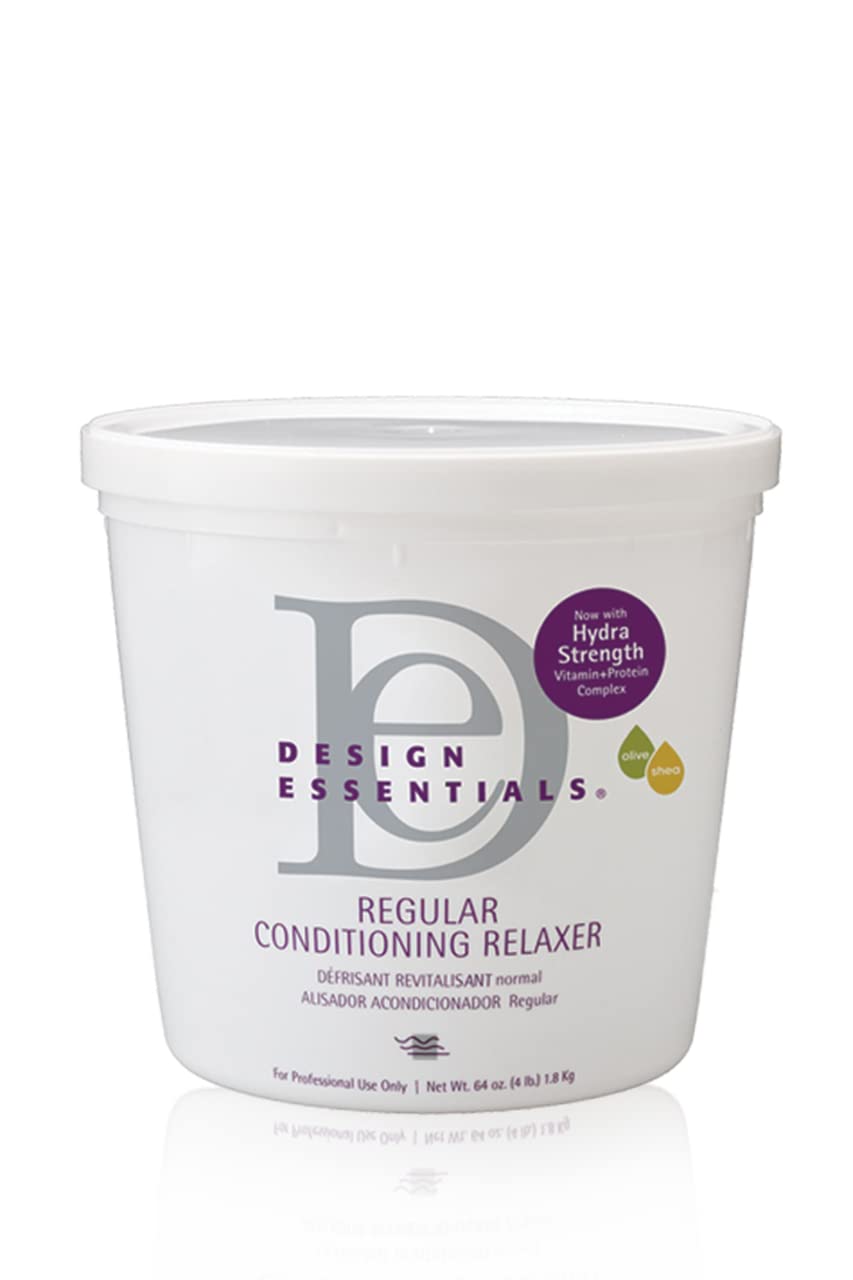 Design Essentials Conditioning Relaxer Regular 4lb showing even straightening with moisturized, healthy-looking hair