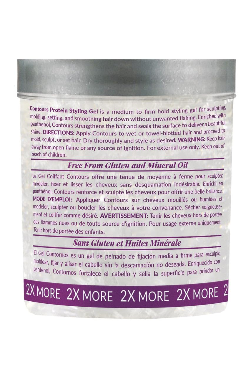 Close-up texture of Design Essentials Contours Gel showing a clear, non-flaking formula