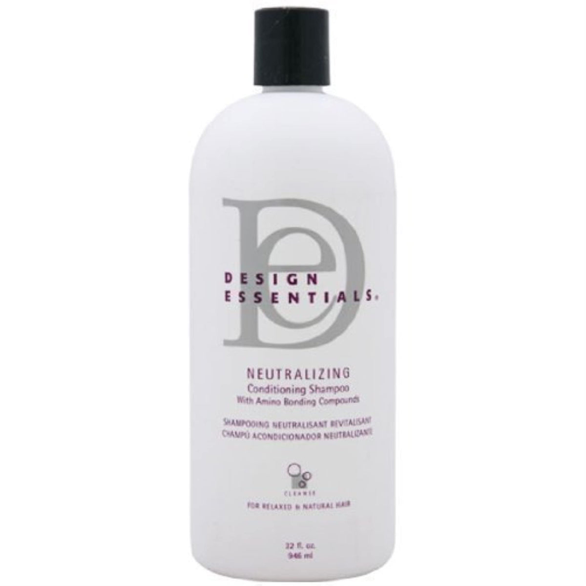 Design Essentials Milk & Honey Neutralizing Shampoo bottle with color indicator for post-relaxer care