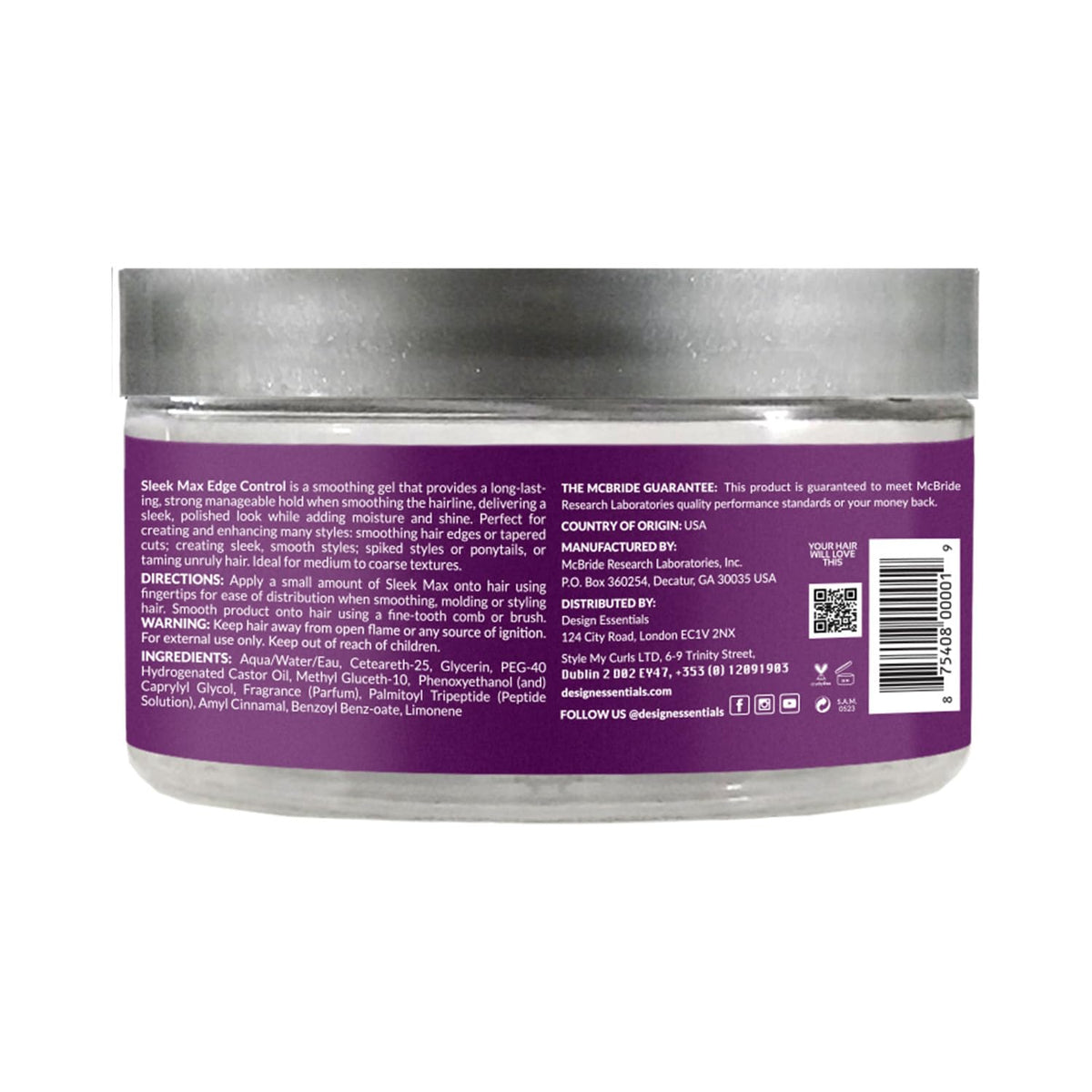 Design Essentials Sleek MAX Edge Control on hair for all-day hold and moisture