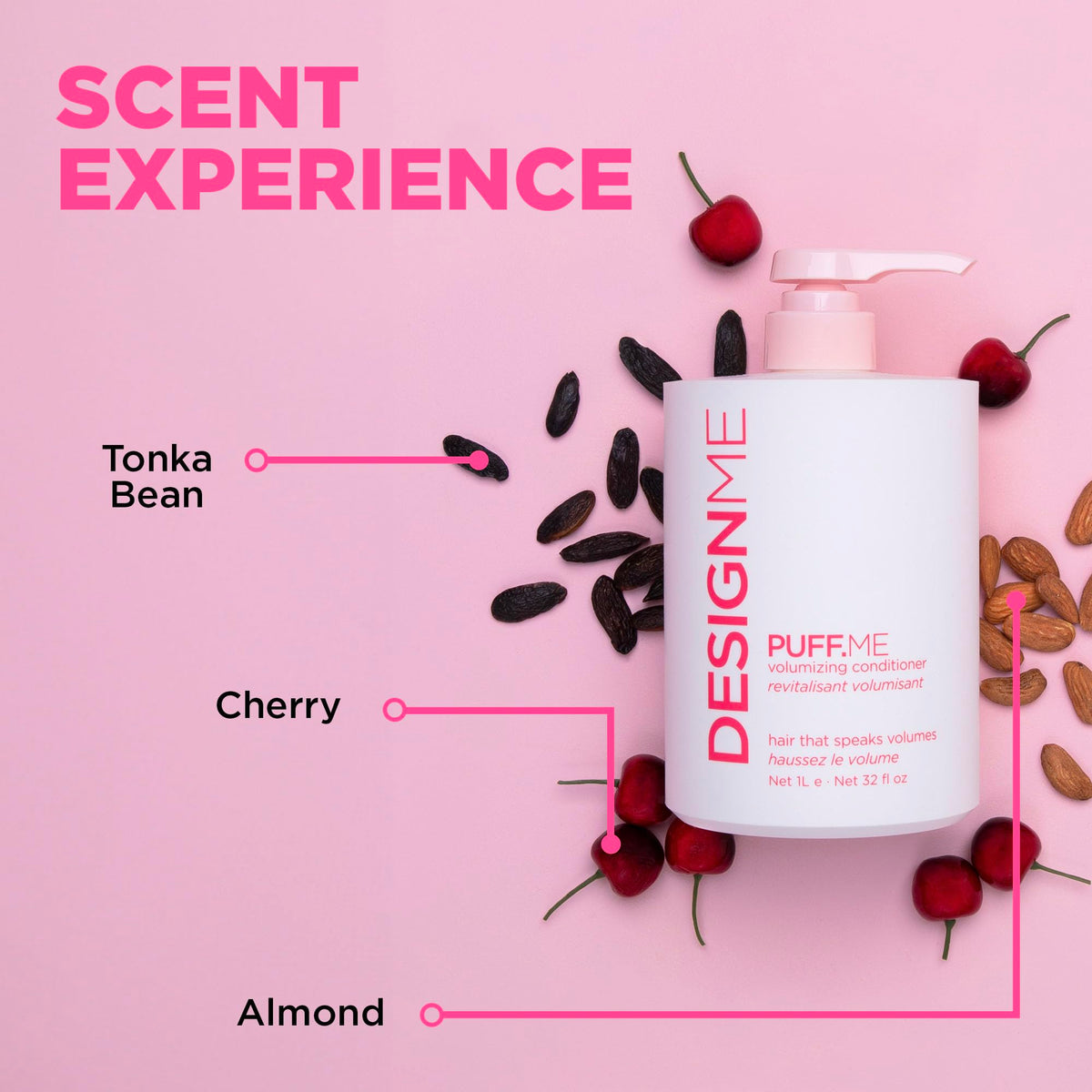 Design.Me Puff.Me lather close-up highlighting gentle cleanse for fine hair