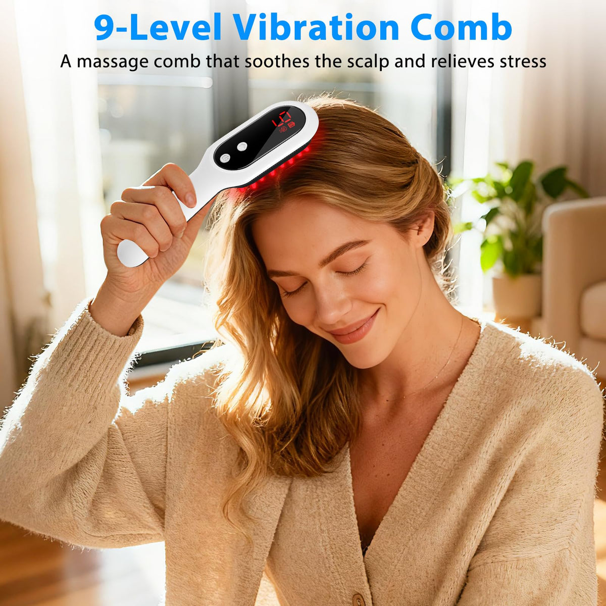 Desron LED therapy with red and blue lights promoting refreshed scalp