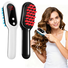 Desron red-light hair care comb 3in1 in action for detangling and scalp nourishment