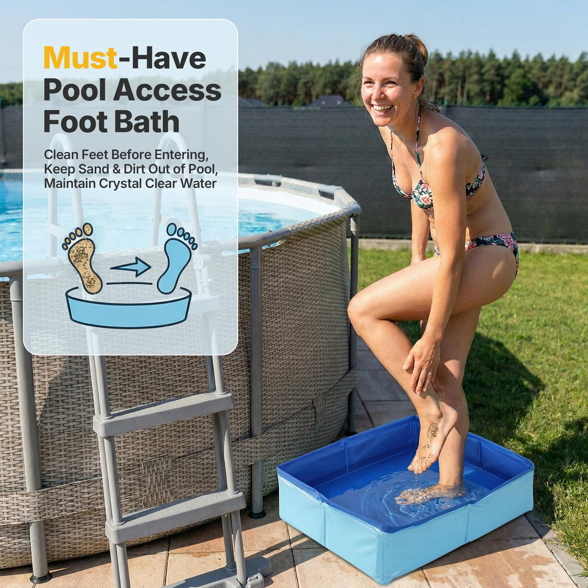 Desunqin collapsible basin with water for portable outdoor use.