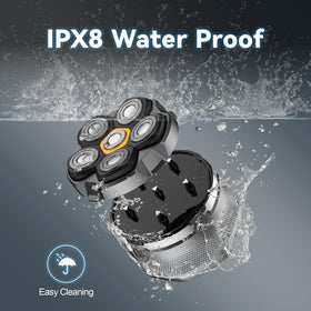 Detona head shaver IPX8 waterproof for wet or dry shaving sessions.