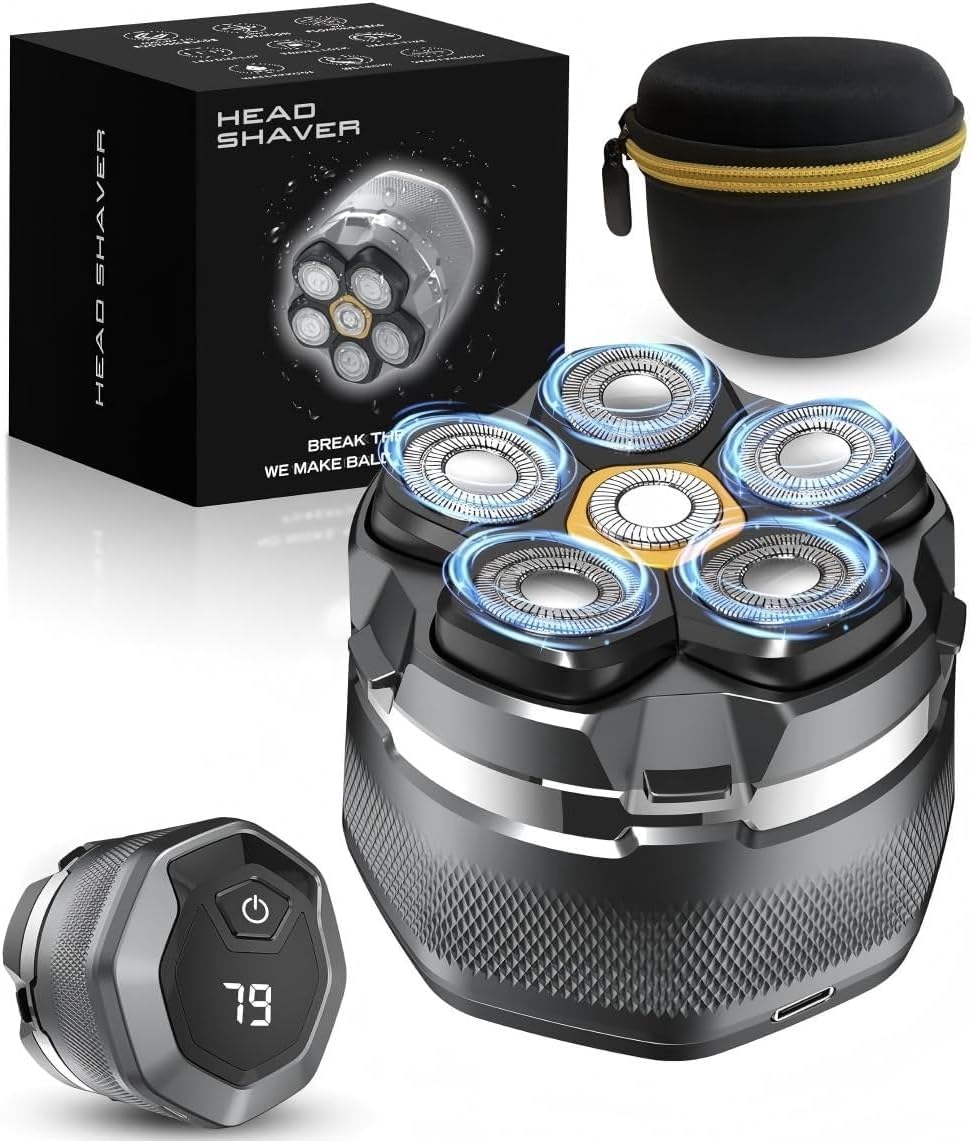Detona head shaver with magnetic head for quick release and easy cleaning.