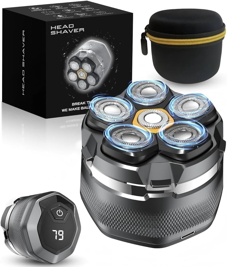 Detona head shaver with magnetic head for quick release and easy cleaning.
