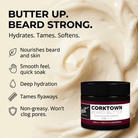 Detroit Grooming Co. Beard Butter texture close-up lightweight non-greasy finish.