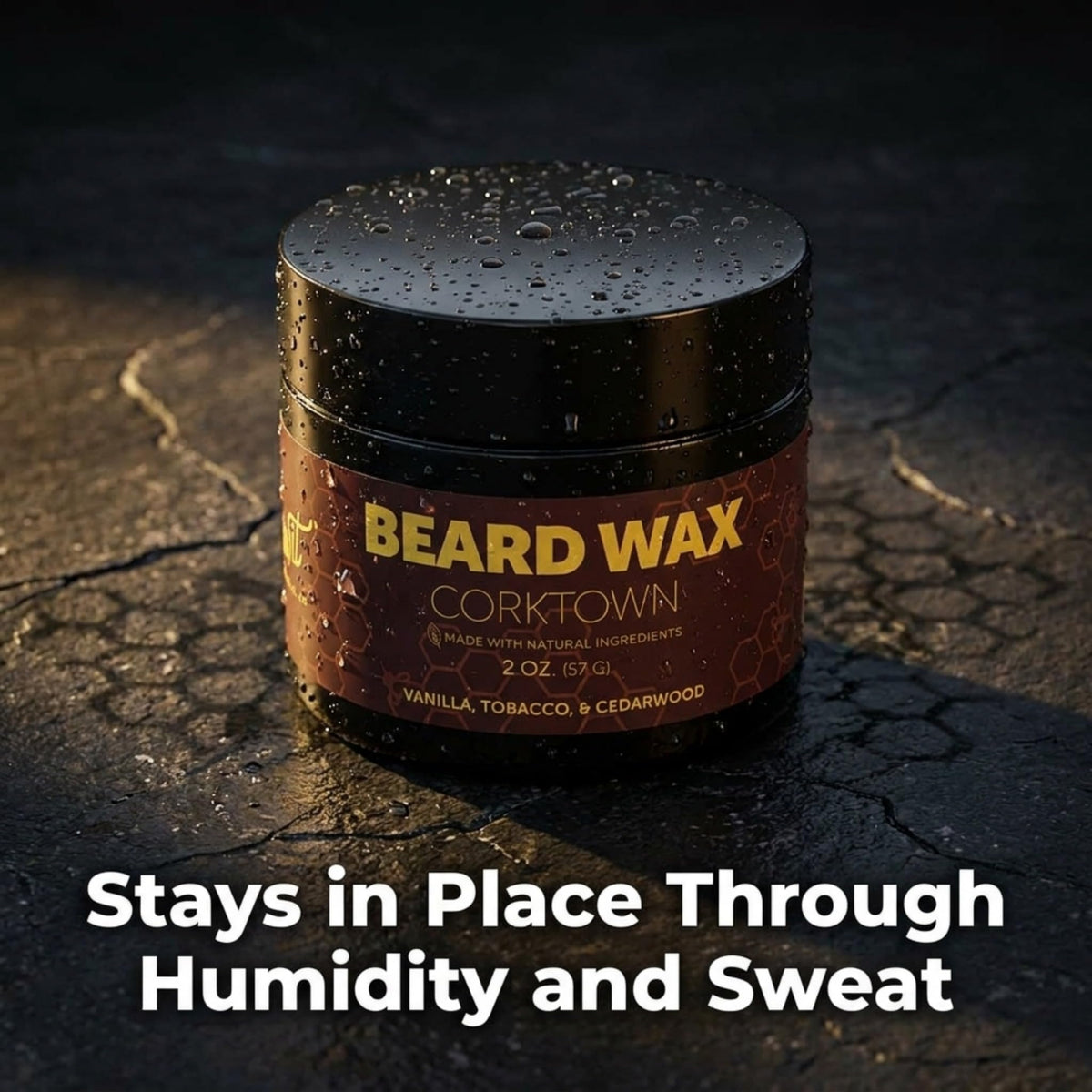 Detroit Grooming Co. beard wax texture close-up showing matte finish