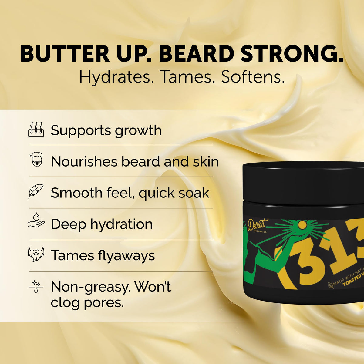 Detroit Grooming Co. safflower oil for hydrated, healthy beard hair.