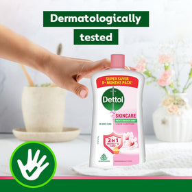 Dettol Skincare Liquid Handwash label closeup highlighting natural ingredients