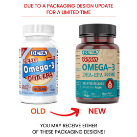 DEVA Vegan Omega-3 capsules closeup highlighting vegetarian source