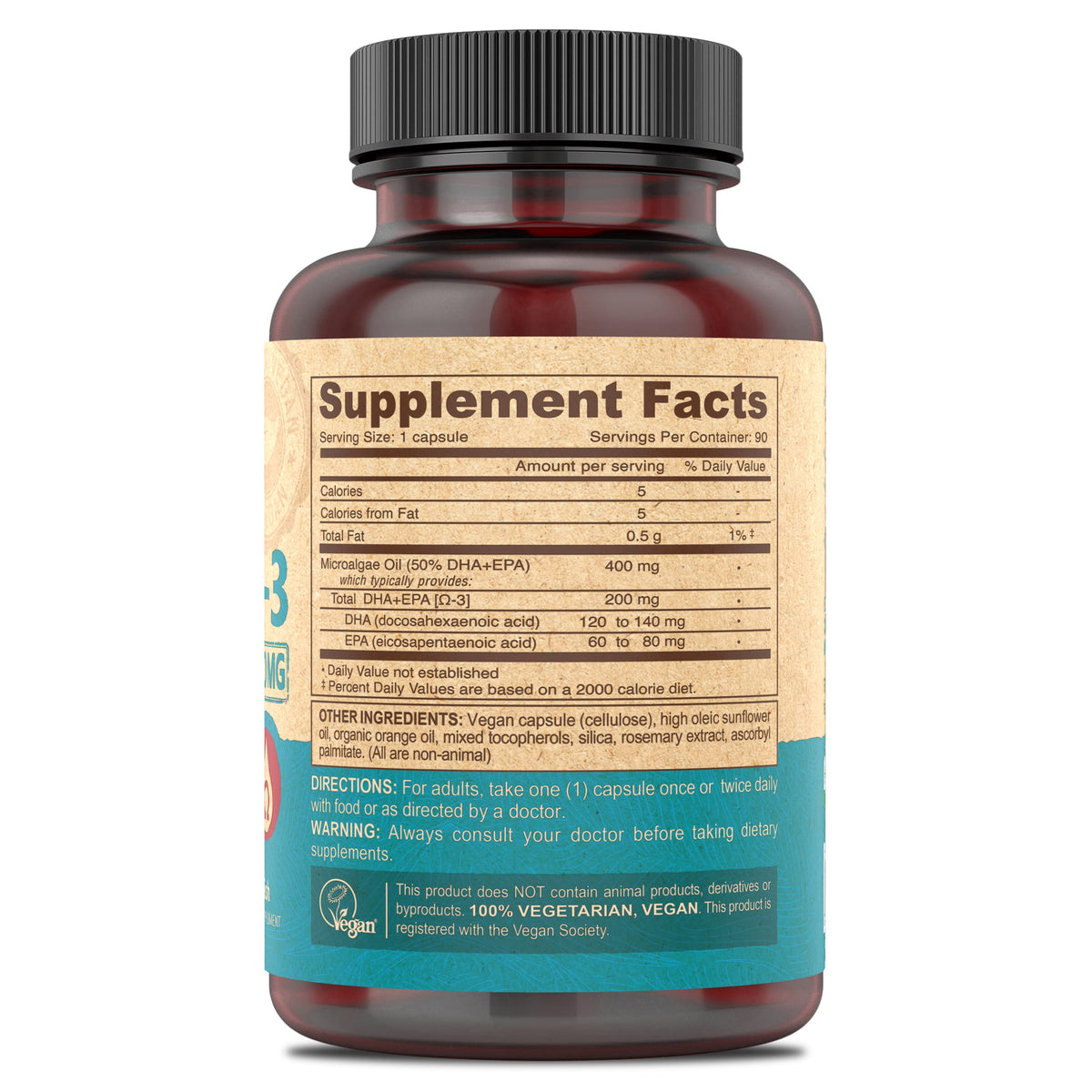 DEVA Omega-3 label closeup showing vegan capsules and GMP compliance