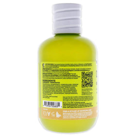 Close-up of DevaCurl Buildup Buster foamy lather for detangling-ready curls.